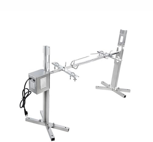 LESBJFDM Asador Giratorio para Barbacoas Acero Inoxidable con Motor, Gira hasta 120 Kg De Cerdo, Parrilla Barbacoa Giratoria, Asador Giratorio Barbacoa, Longitud De Asador De 110 Cm