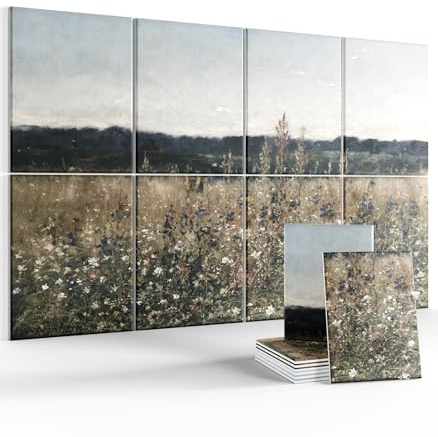 Wall Art Acoustic Panels,47''X31''Sound Absorbing Panels-8-Pack with 50 Adhesive Tabs, Decorative Sound Absorbing Panels for Living Room and Recording Studio, Offices-Champ Fleuri