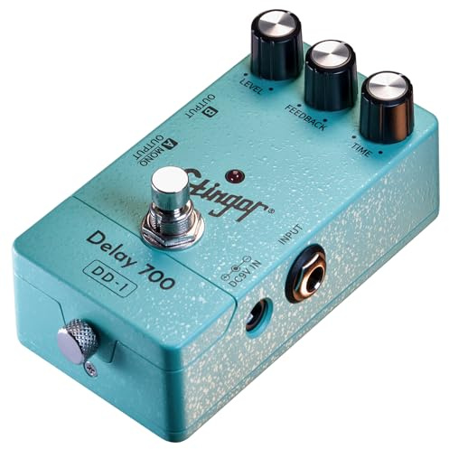 iStingor Analog-Style Delay Effects Pedal DD-1, Delay 700 Delay Pedal for Electric Guitar, Vintage BBD Emulation, 30-700ms Range, Stereo/Mono Output, Noiseless Switching, Tube-like Warmth