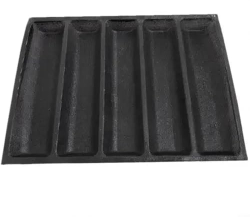 HavenDomicile Molde de silicona perforada para pan de acero al carbono antiadherente para panes crujientes Hot Dog Roll 46 cm (5 cuadrados de negro)