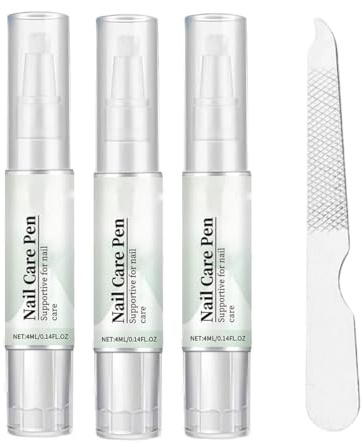 QOCUILC 3 Pcs Nail Care Pen,reparador de uñas dañadas,Incluye Lima,Aceite Cutículas Uñas, Endurecedor Uñas,Fortalecedor de Uñas,Resultados Visibles