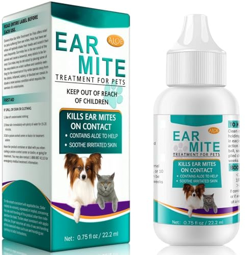 Dog Ear Cleaner Solution, Ear Mite Treatment for Dogs & Cats, Cat & Dog Ears Drops for Yeast Infection Treatment, Gentle Formula Provides Relief from Mites, Itching, Dirt & Stinky Stuff for Dogs Ears