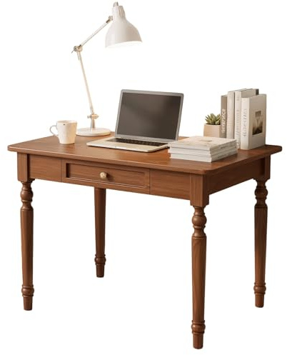 Schreibtisch Massivholz 80cm Nussbaum, Vintage Sekretär Dunkel, Kleiner Konsolentisch für Flur, Eleganter Arbeitstisch Holz