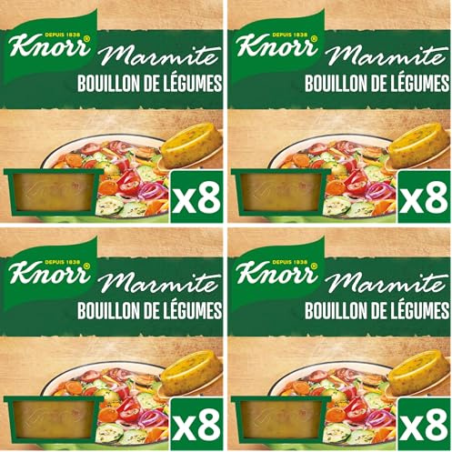 KNORR - marmite bouillon de légumes - riche en goût et à la texture fondante - sans conservateur - 8 capsules (Lot de 4)