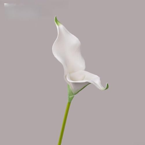 10 flores artificiales realistas de lirio de cala con tallos de aspecto natural para arreglos de jarrones de interior y estilo del hogar (verde pálido)
