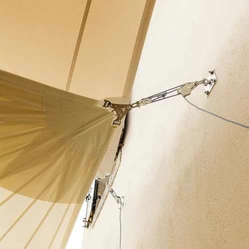 Maanta - Ancoraggio a parete per vele ombreggianti (Acciaio Inox, Argento 1 Kit Parete Muscle x3 + 4 barre filettate)