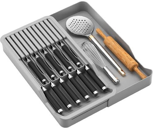 MINGZE Organizer Coltelli da Cassetti, Portaposate Porta Coltelli Cucina per 11 Knives, Portacoltelli da Cucina per Cassetto per Utensili per Utensili e Sistema di Archiviazione per Set Di Coltelli