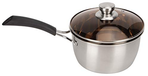 Gucagle Piccola pentola per zuppiera in acciaio composito addensato non magnetico manico singolo utensili da 18 cm design ergonomico durevole per la domestica argento 1145 g