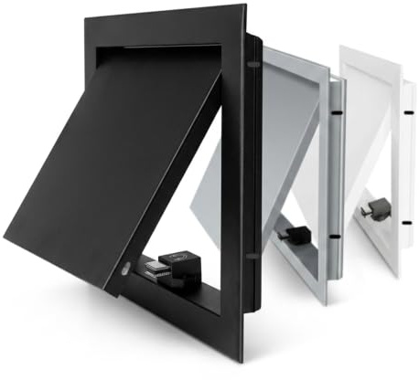Trampilla de Inspección de Aluminio con Cierre Magnético, Puerta de Revisión Oculta. Panel de Acceso Alicatable para Techo y Pared en Plomería Baño, Montaje Empotrado Fácil.(White,150 x250 mm)