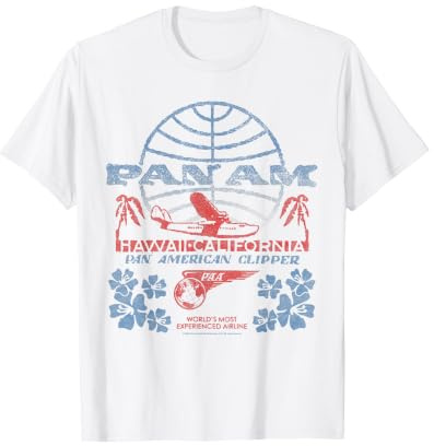 Pan Am Clipper Hawaii to California Vintage Travel Ad T-Shirt
