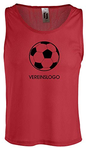 Nashville print factory Leibchen Bedruckt mit Logo Fußball | Training | Netzhemd | Trainingsleibchen | Markierungshemd | Weste (Rot, XL)