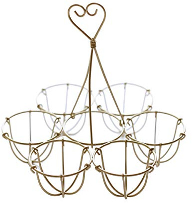 TentHome Vintage Eierkorb Draht Eierhalter Tisch Eierständer Metall Eierbecher Eiertablett Eierplatte für 6 Eier Ostern Dekoration Landhaus Küchenzubehör matt antik gold