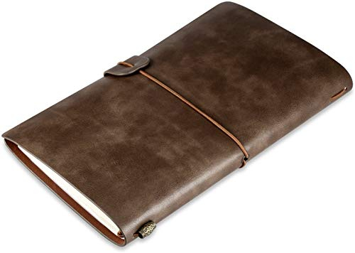Diario di Viaggio in Pelle, Diario di Viaggio Taccuino in Pelle Sostituibile & Quaderno Vintage, Travel Journal Notebook, 4.72 X 7.87 lnch (Marrone)