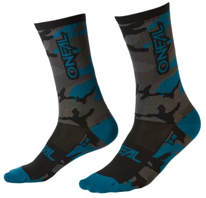 O'NEAL | Mountainbike Fahrrad Socken | Downhill Freeride | Schweißabsorbierend, gute Passform, hochwertige Materialien | MTB Performance Sock Camo V.22 | Unisex | Grau Blau Schwarz | 43-46