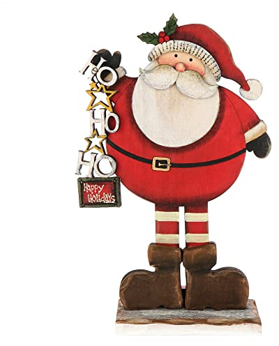 com-four® Expositor Decorativo para Navidad - Papá Noel de Madera para Depositar - Papá Noel para Decorar y Regalar