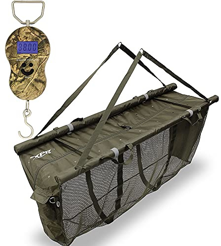DNA Leisure NGT XPR Floating Sling Carp Fishing & Stink Bag with Weighing 40kg/88lb Electronic Camo Digital Scale Tare Function