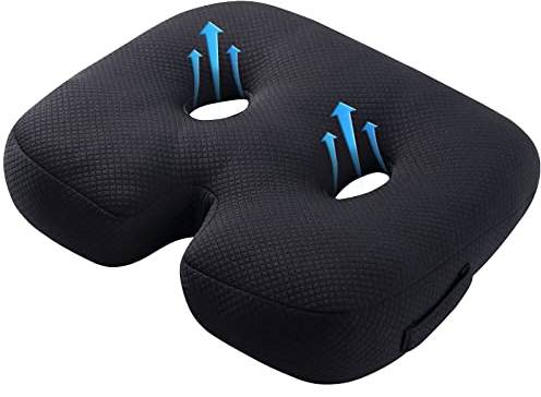 Sitzkissen Orthopädisch, Ergonomisches Sitzkissen/Keilkissen Bürostuhl Auto Erwachsene, Patentiertes Sitzerhöhung Kissen für Hüfte, Steißbein, Ischias, Computerschreibtisch, Rollstuhl Schwarz