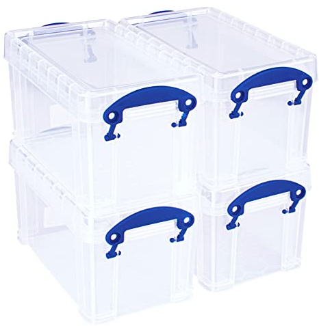Really Useful Plastic Storage Box 2.1 Litre Clear (Pack of 4)