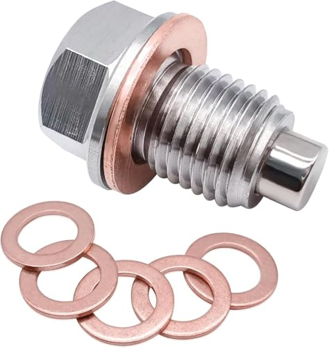 Sodcay Magnetic Oil Drain Plug M14x1.5, Stainless Steel Oil Drain Plug with 5 PCS Copper Crush Washer Anti Leakage Replacement for Car Motorcycle Boat