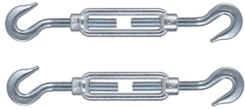M8 x 110mm Hook Hook Steel Turnbuckles Wire Tensioner Strainer Closed Hook Threaded Hook (Pack of 2)