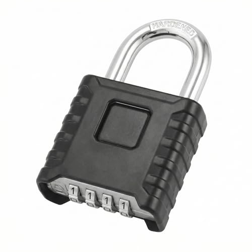 QWORK® Cadenas Code 4 Chiffres, Cadenas Exterieur Robuste avec Manille en Acier de 8 mm d'Épaisseur, pour Abris, Portails, Clôtures, Garage