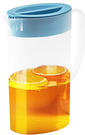 Xiaoxin Brocca per Acqua con Porta del Frigorifero con Manico Brocca in plastica Senza BPA con Coperchio, caraffa per succhi Perfetta per preparare tè e succhi, 1,5 l/2 l, Trasparente
