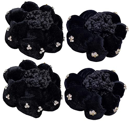 minkissy 4 Stück Haarnetzbeutel Haarknotenabdeckungen Spitzenschleifendekor Für Frau Klare Haargummis Haar-snood-dutt-abdeckung Frauen Haarnetze Haare Zeug Südkorea Polyester Fräulein Ball