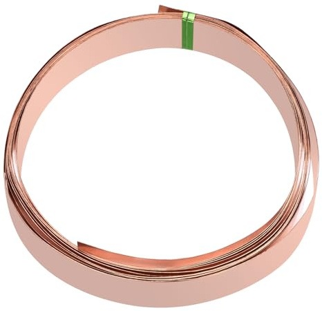 PATIKIL Flaches Kupferdraht, 2 Rollen 32 Gauge/0,2x18mm Durchmesser 3m/9,84ft Biegsamer Flacher Basteldraht für Schmuck DIY Herstellung Ohrring Perlen Gartenpflanzen, Kupfer
