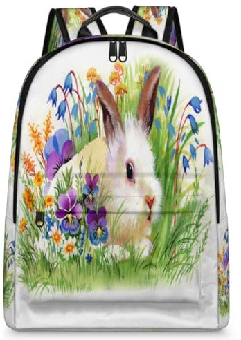 TropicalLife Kaninchen-Rucksack für Herren, Damen, Kinder, Mädchen, Jungen, Osterhasen-Rucksack, großes Fassungsvermögen, 23,5 l, Rucksack, Schule, Büchertasche, Reisen, lässig, Laptop-Tasche,