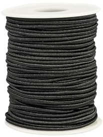 Svart elastiskt spännrep 2 mm 30 m, elastisk sandow för överdrag, bagage, camping, kajak, skosnören, gör-det-själv-projekt (svart, 2 mm x 30 m)