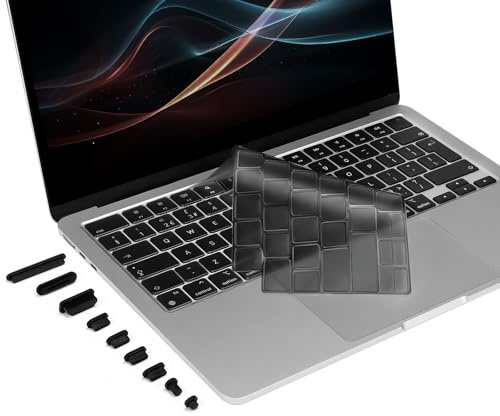 MOSISO Ultra Thin Keyboard Cover Skin with Dust Plugs, Smoke Gray | Compatible with MacBook Neo 13 inch/Air M5 M4 M3 M2 13 13.6/15, Compatible with MacBook Pro 14/16 M5 M4 M3 M2 M1