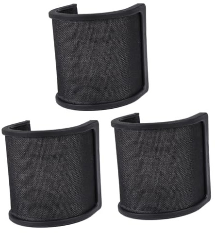 ifundom 3pcs Triple Microphone Wind Screen Filter U-shaped Noise Reduction Cover for Recording Streaming Black Prevents Wind Saliva Interference Easy Installation Design