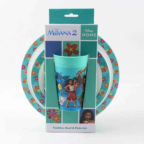 Disney Polar Gear Moana - Juego de vajilla para niños de 2-3 piezas | Juego de platos y cuencos Moana Disney con taza para niños | Juego de vajilla apta para lavavajillas y microondas | Juegos de
