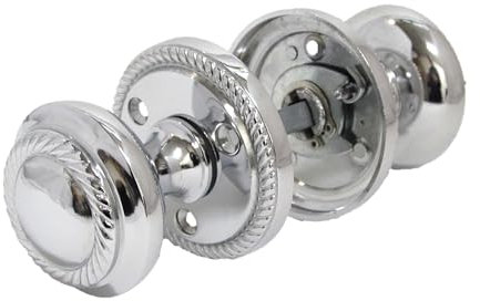 Epsom Door Handle Chrome Georgian Style Round Door Knob Set – Pair – Sprung Internal and External Mortice Door Knobs – Polished Chrome Handles for Traditional and Modern Interiors (no Latch Included)
