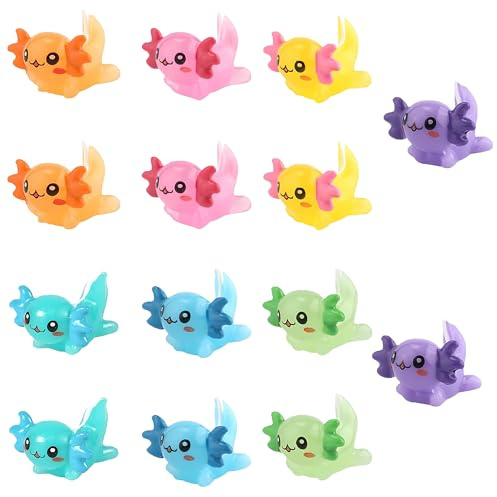 Gaaines 14 Pcs Axolotl Mini Resin Animals for Fairy Garden Plant Decor