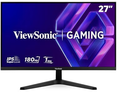 ViewSonic VX27G1-HD Gaming Monitor 27 Zoll, FHD 1920p x 1080p, 180 Hz, 1 ms MPRT, IPS-Panel, G-Sync Kompatibel, 111% sRGB, Rahmenloses Design, HDMI 2.0 x2, DisplayPort, Flimmerfrei