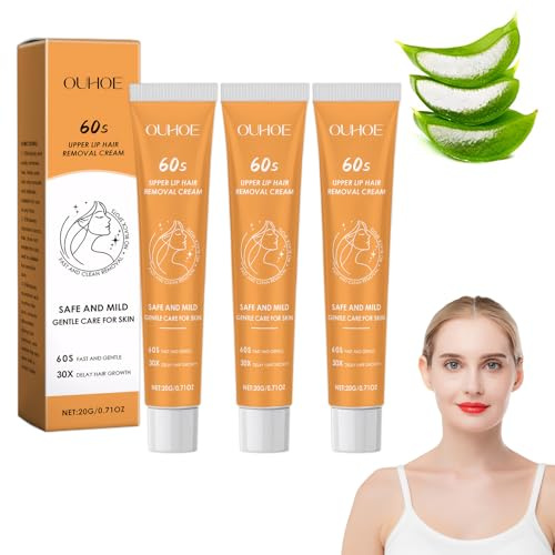 Lot de 3 crèmes dépilatoires pour le visage, pour le visage et les femmes, crème dépilatoire, crème dépilatoire, crème dépilatoire, crème dépilatoire hormonale pour femme