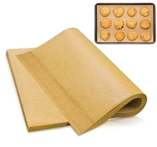 SOMFIUI 100 stück ungebleiches Pergament Backpapier-Backblätter, Antihaft vorgeschnittenes Backen Pergament, perfekt zum Backen von Grillluftfräse Dampfbrot Cup (30x40cm)
