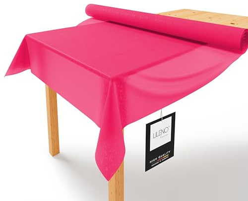 LILENO HOME Rotolo di tovaglia 1,10 x 25 m, tovaglia rosa in tessuto non tessuto, simile al tessuto, lavabile, al metro, rotolo di carta usa e getta, alternativa