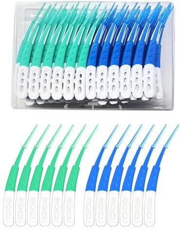 84 Pezzi Scovolini Dentali,Scovolino Denti,Scovolini interdentali, Design Curvo,Spazzolini Interdentali Silicone per Rimuovere Placca e Residui di Cibo, per Pulizia dei Denti