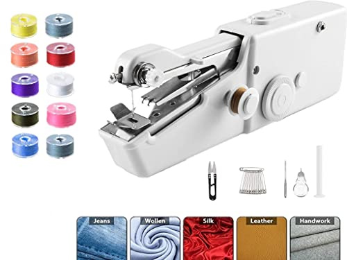 Handnähmaschine Set für Anfänger - Leichtes & Einfaches Nähgerät für Leder, Stoff, Kleidung & Heimtextilien - Komplettes Starter-Set mit Zubehör (Universal)