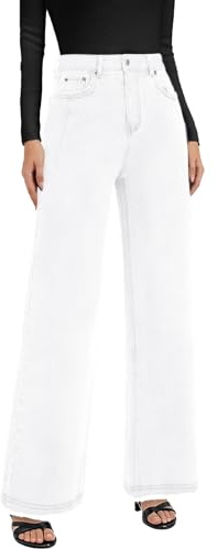Alaster Queen Damen Jeans Höhe Taille Denim Hosen Lässigen Komfort Boyfriend Jeans Damen Stretch Jean Weiß M