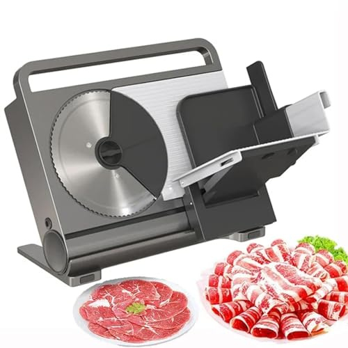 Cortadora De Carne Eléctrica, Cortadora De Deli Queso De Carne Congelada De 200 W, Cortadora De Alimentos Eléctrica Con Hoja De Acero Inoxidable Plegable De 7,5, Espesor Ajustable De 0-15 Mm