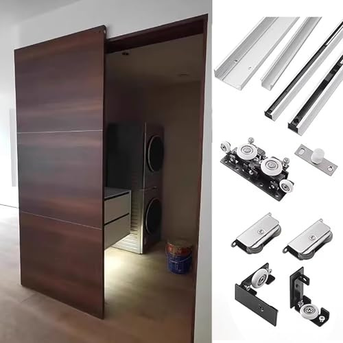 Rail Porte Coulissante Kit de Quincaillerie et Rail pour Porte Glissante Invisible, Track de Remplacement pour Porte Coulissante Escamotable de 80/90/100/120/150/200 cm, Système(2.6ft/80cm)