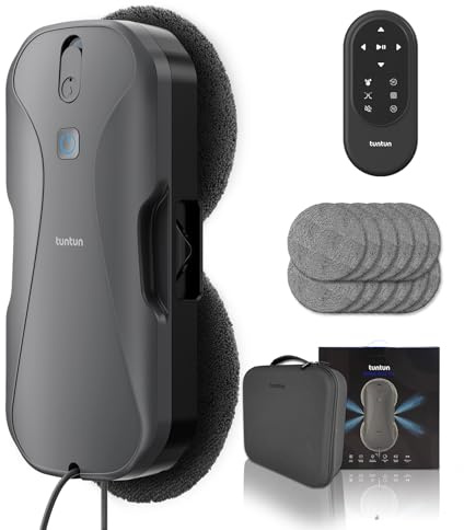 tuntun W12pro Robot Laveur de vitre,Pulvérisation Double 4 Directions,Robot Nettoyeur vitre,5300 Pa,Conception compacte,Navigation Intelligente,Adapté aux Surfaces Lisses,avec boîte de Rangement