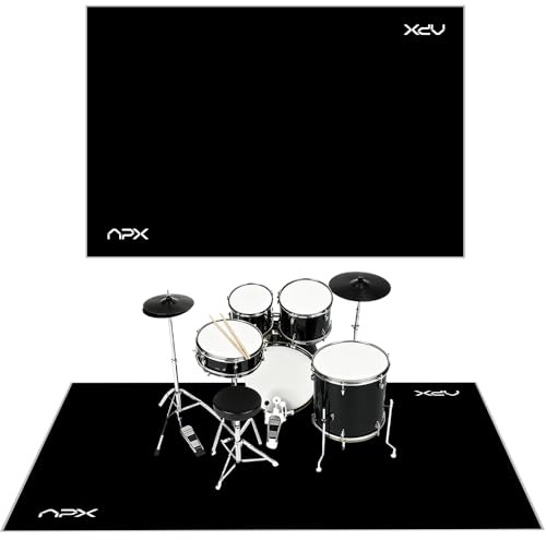 Drumming Drum Rug, 4x6ft Drum Mat Non Slip Soundproof, Indoor & Outdoor Drum Carpets for Drummers, Electronic Drums Set Practice Music Rug for Kids,Floor Protection Record Pad for Anti Slip, APX