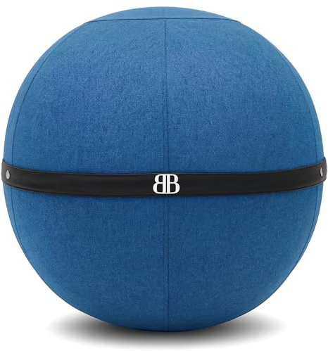 The Bliss Ball Sitzball büro ergonomisch - Sitzmöbel und Yogaball - Anti-Rückenschmerzen- Gymnastikball mit Bezug - Dynamisches Sitzen - Belastbarkeit: 180 kg - Waschbarer, Rutschfester Bezug (blau)