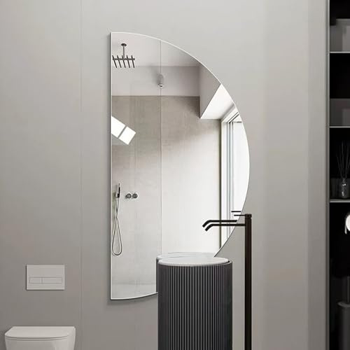 Dijateman Grande Mezzaluna Specchio da Bagno da Parete, 3 Colori Illuminazione Intelligente Specchio Cosmetico, Anti Nebbia, Retroilluminato Regolabile(Right semicircle,100cm/40in)