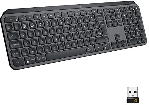 Logitech MX Keys Kabellose Tastatur | Bluetooth & USB, USB-C, 5-Monate Akku, Easy-Switch, Tastenbeleuchtung, PC/Mac, Französisches AZERTY - Schwarz