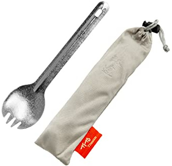 TiTo Titanium Spork Spoon Ultralight Portabale Flatware for Outdoor Camping Backpacking Hiking Travel Picnic Tableware with Bag